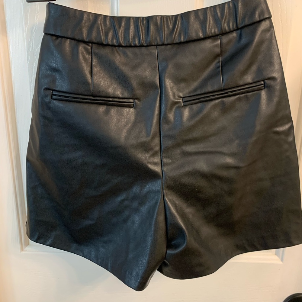 Zara faux leather black shorts.